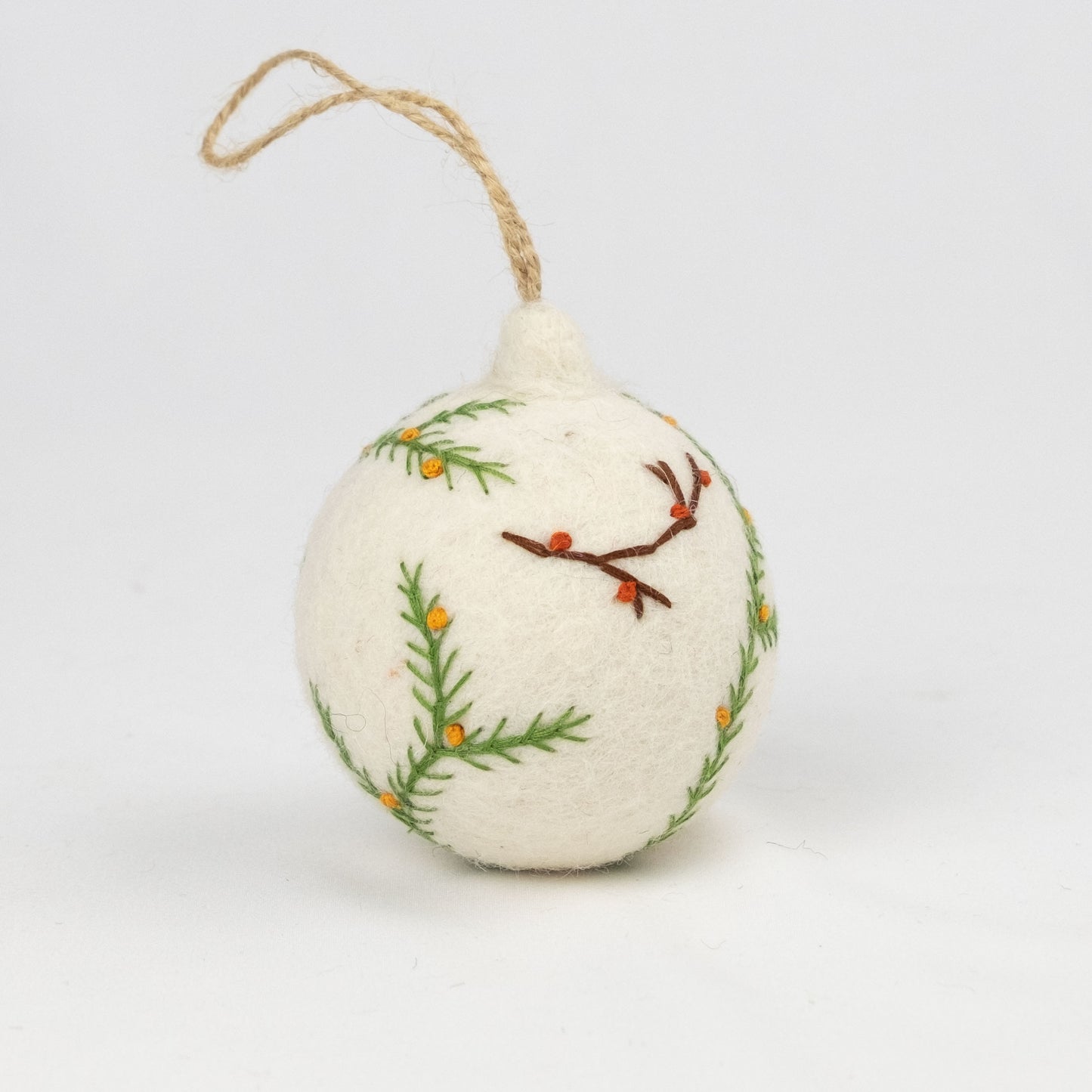 Ornament - Christmas - Embroidered White Ball, Assorted
