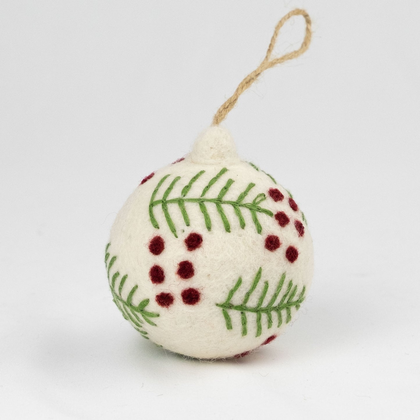 Ornament - Christmas - Embroidered White Ball, Assorted
