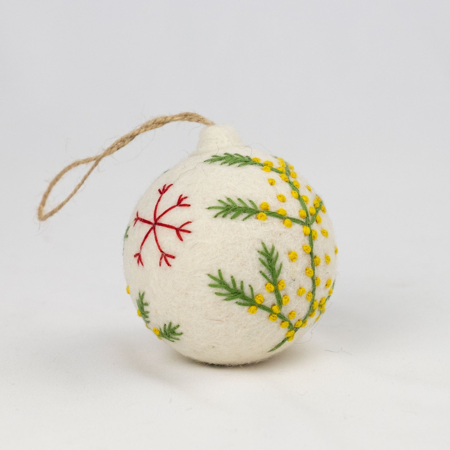 Ornament - Christmas - Embroidered White Ball, Assorted