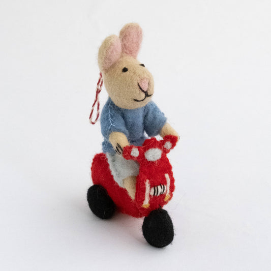 Ornament - Easter Decor - Easter Bunny Riding a Vespa