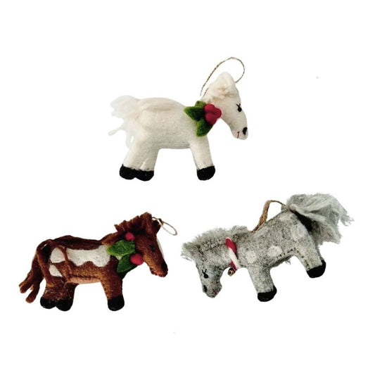 Ornament - Christmas Decor - Horse with Holly