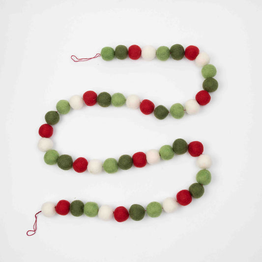 Garland - Christmas Decor - Christmas Red Green White Balls