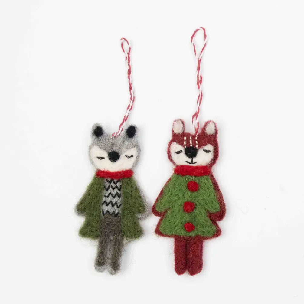 Ornament - Christmas Decor - Silver and Red Fox